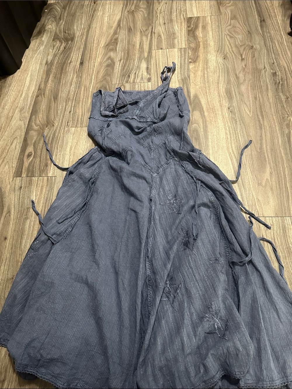 Scully Slate Blue V-Neck Midi Dress with Tie Waist - Picture 15 of 15